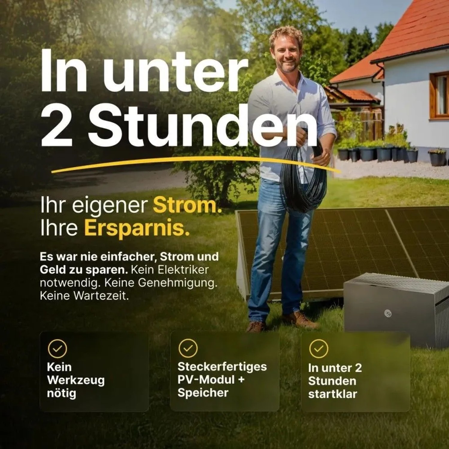 onPower: 2000 Watt Balkonkraftwerk - 3m / Gartenhaus / 2.11 kWh — 3 / 4