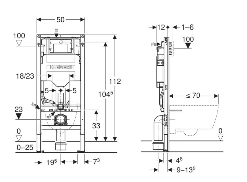 GEBERIT Vorwandelement Duofix für WC Bauhöhe 1120 mm mit Sigma UP-Spülkasten 111 — 2 / 2